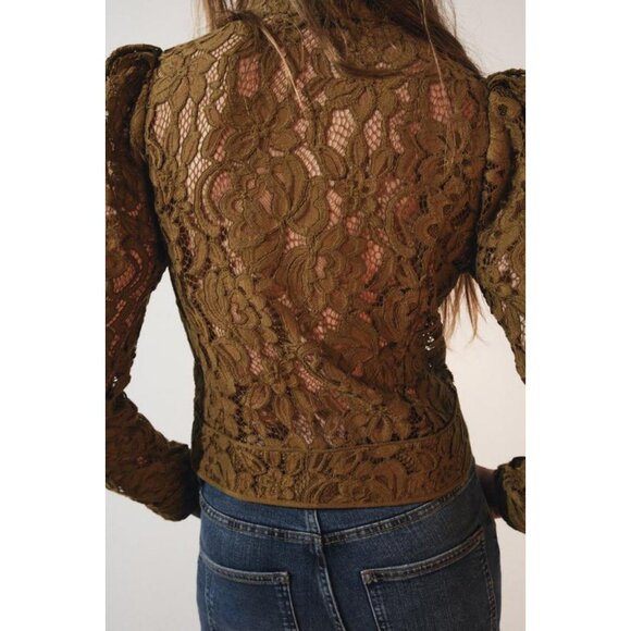 ZARA ZW COLLECTION LACE JACKET WITH PUFF SLEEVES - Picture 3 of 7